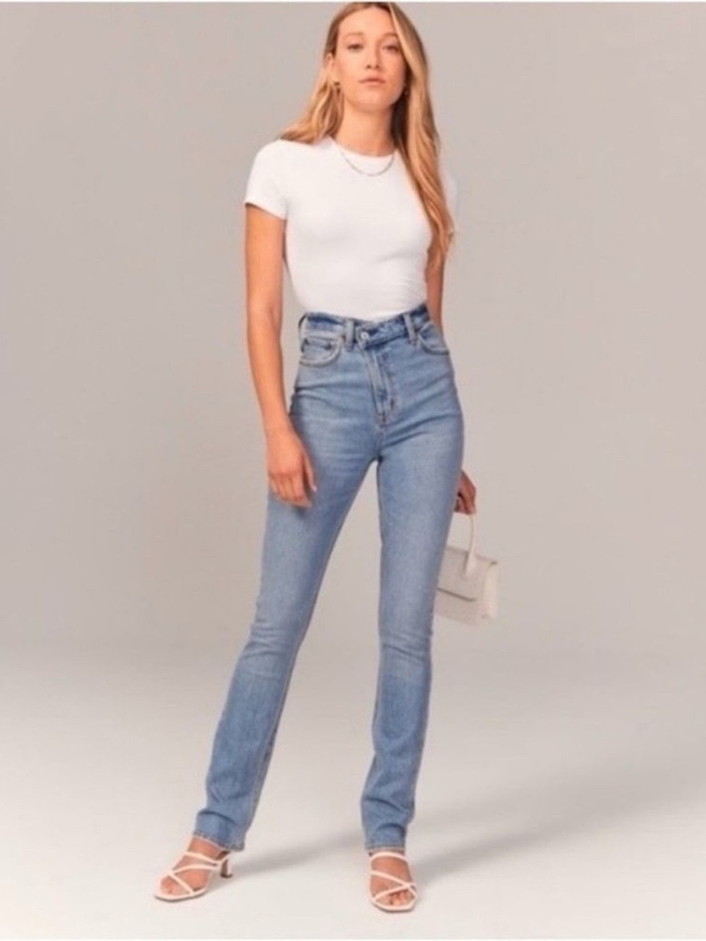 Crossover Waist Abercrombie & Fitch Slim Straight Light Blue Jeans - Sz 26 LONG